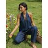 Women's Sleeveless V Neck Wide Leg Jumpsuit Loose Casual One Piece Summer Outfit