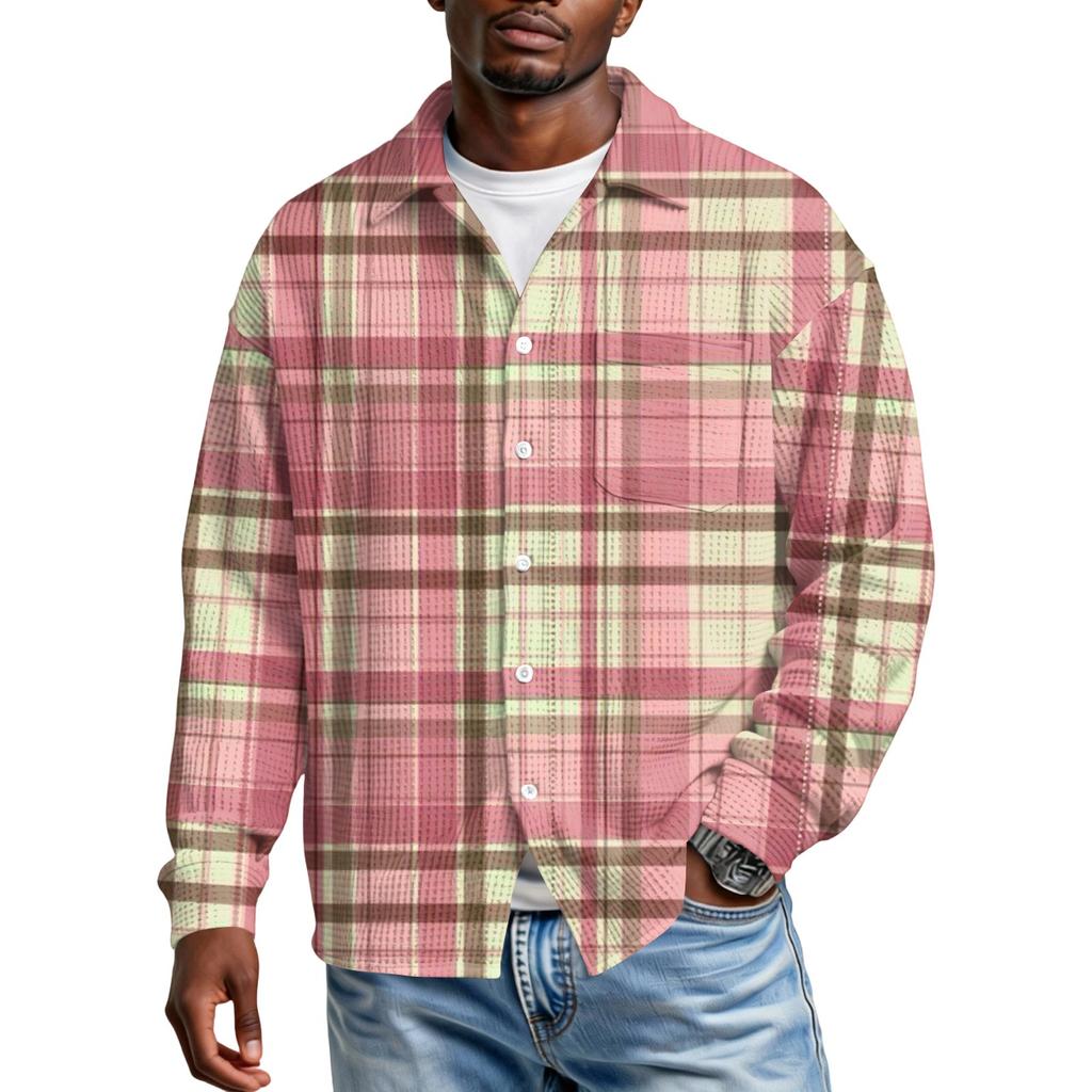 Herren Freizeit Hemd mit Knopfleiste und Tasche, langärmlig