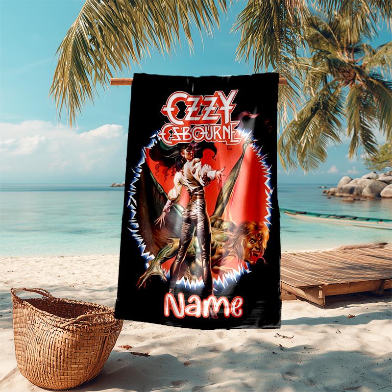 Personalisierter, maßgeschneiderter Strandtuch mit Proof-Muster von Rock-Legende Ozzy Osbourne - weich, saugfähig, schnelltrocknend, perfekt für Schwimmen, Camping & Baden