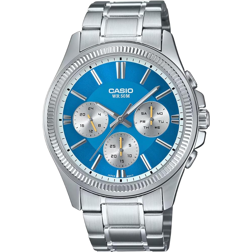 

Casio Standard Quartz Men s Watch MTP-1375D-2A2V Blue 24-Hour Display Stainless Steel
