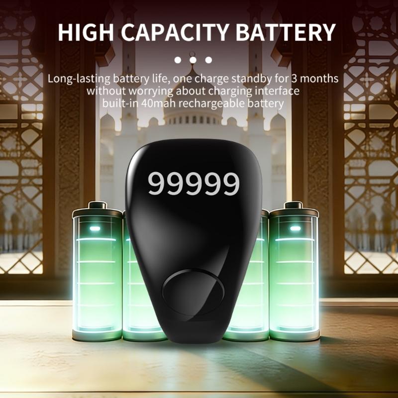 Adjustable Digital Counting Rings With Rechargeable Battery For Daily Use Digital Zikr Counter LED Display 99999 Count