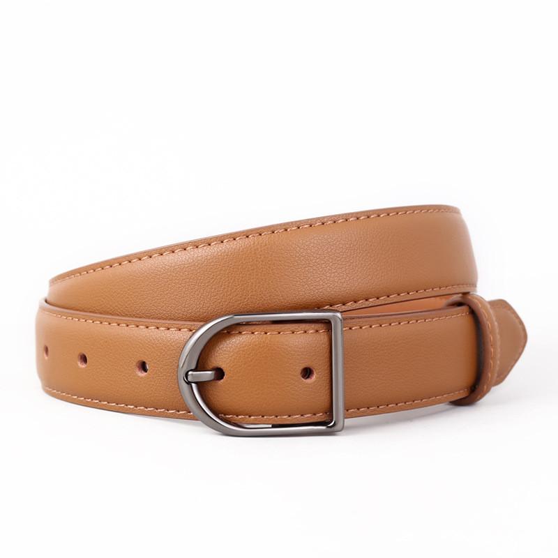 Genuine Leather Womens Belt With Metal Pin Buckle For Casual Or Office Wear