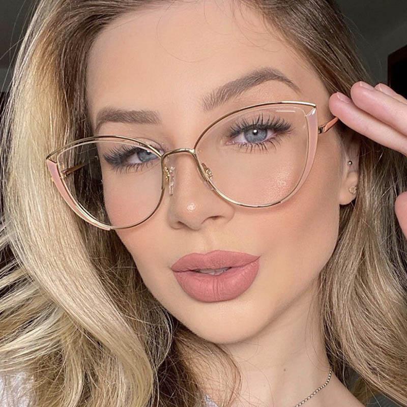 Triangular Cat Eyes Cutout Frame Clear Lens Glasses Oval Simple Myopia Nerd Spectacles Degree -0.5 -1.0 -2.0 -3.0 -4.0 To -6.0