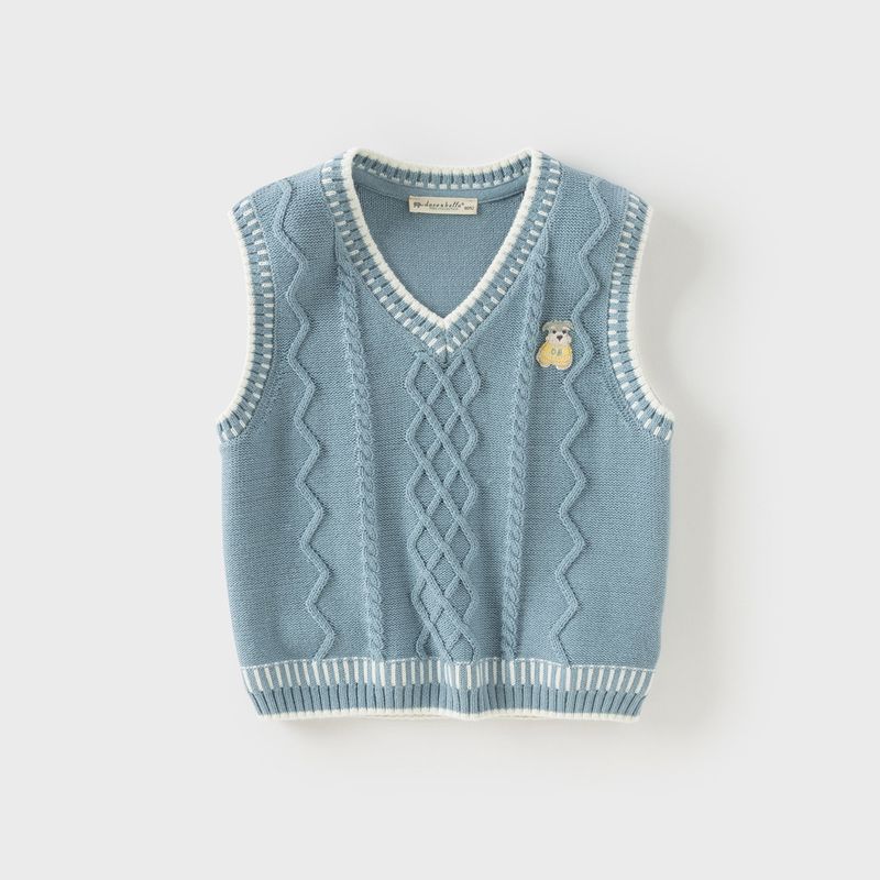 David Bella Children's Sweater Vest 2026 New Boys' Vest Knitwear Girls' Spring Outfit Academy Style Sleeveless Jacket
