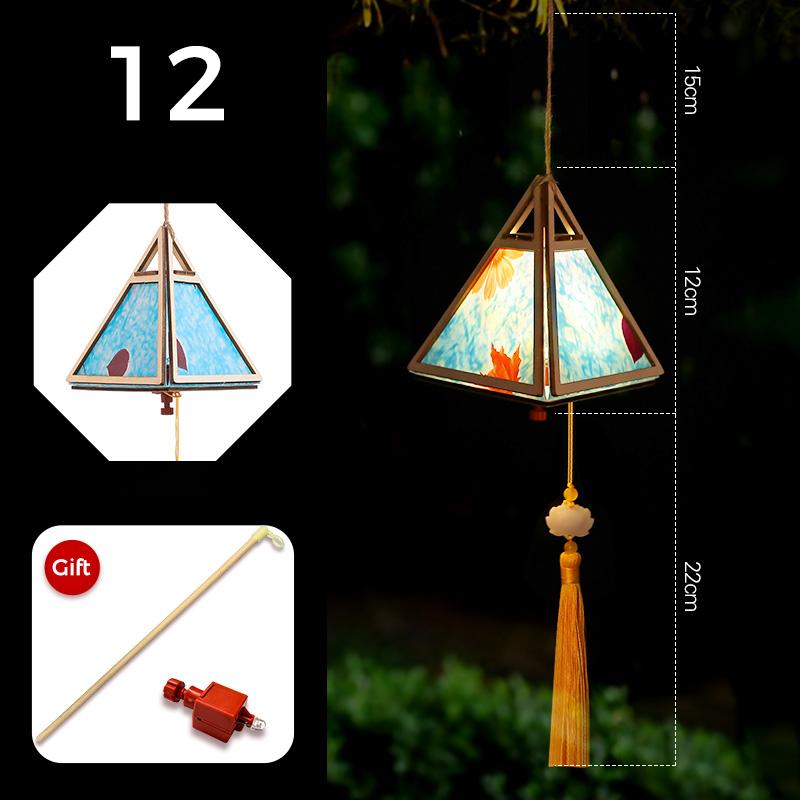 Mid-autumn Portable Lantern With Tassel Waterproof Chinese Antique Wood Carving Palace Light Lamp New Year Spring Festival Decor