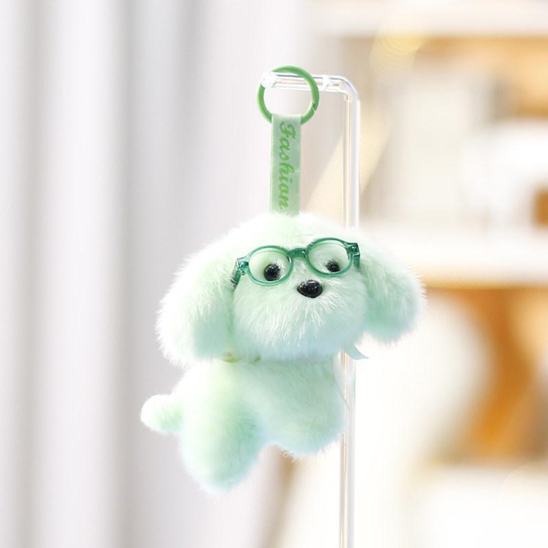 Plush Dog Keychain With Glasses For Girls Kids Backpack Decor