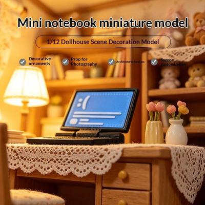 Creative Dollhouse Furniture Simulation Laptop Computer Miniature Dollhouse Decor Crafts Dollhouse Miniature Doll Accessories