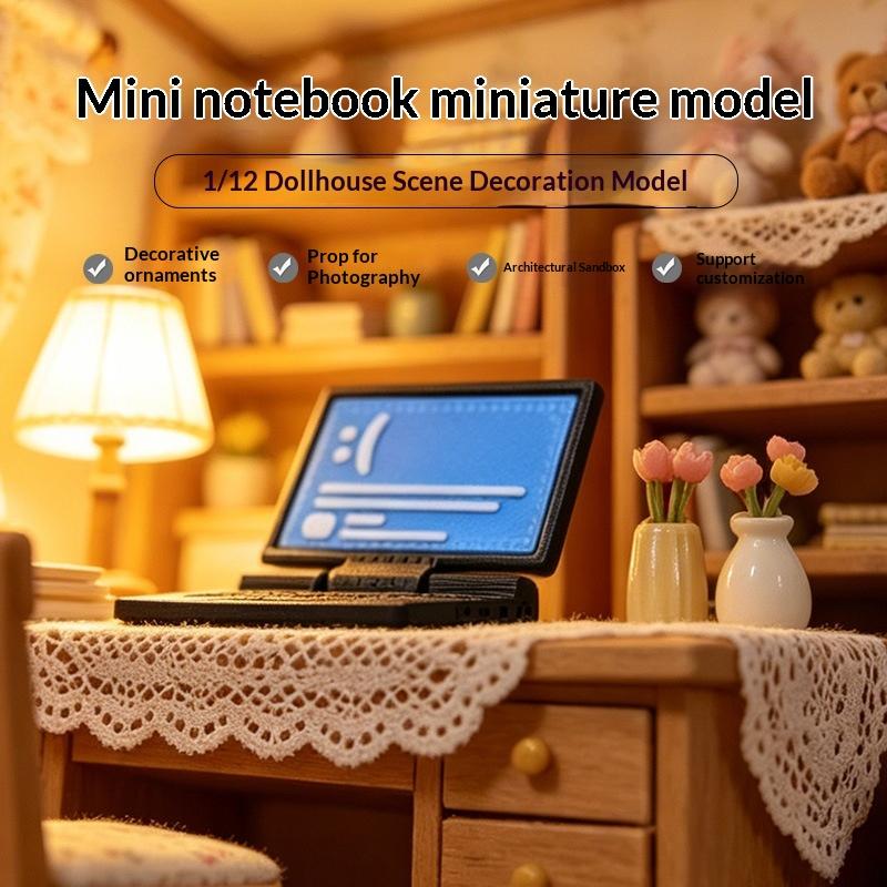 Mini Dollhouse Simulation Laptop Eco-Friendly Material Realistic 1:12 Mini Decor for Dollhouse Decoration Kids Role Play Gifts