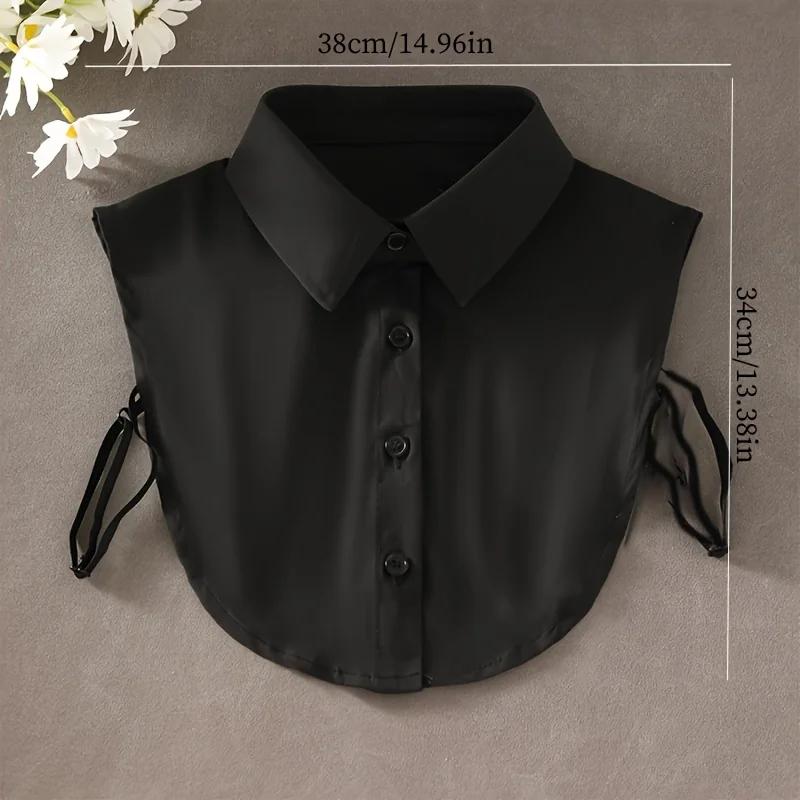 

1pc Elegant Half-Shirt Collar,Women S Sleeveless Detachable Faux Collar Pieces,Polyester Layered Shirt Inserts, Machine Washable чорний