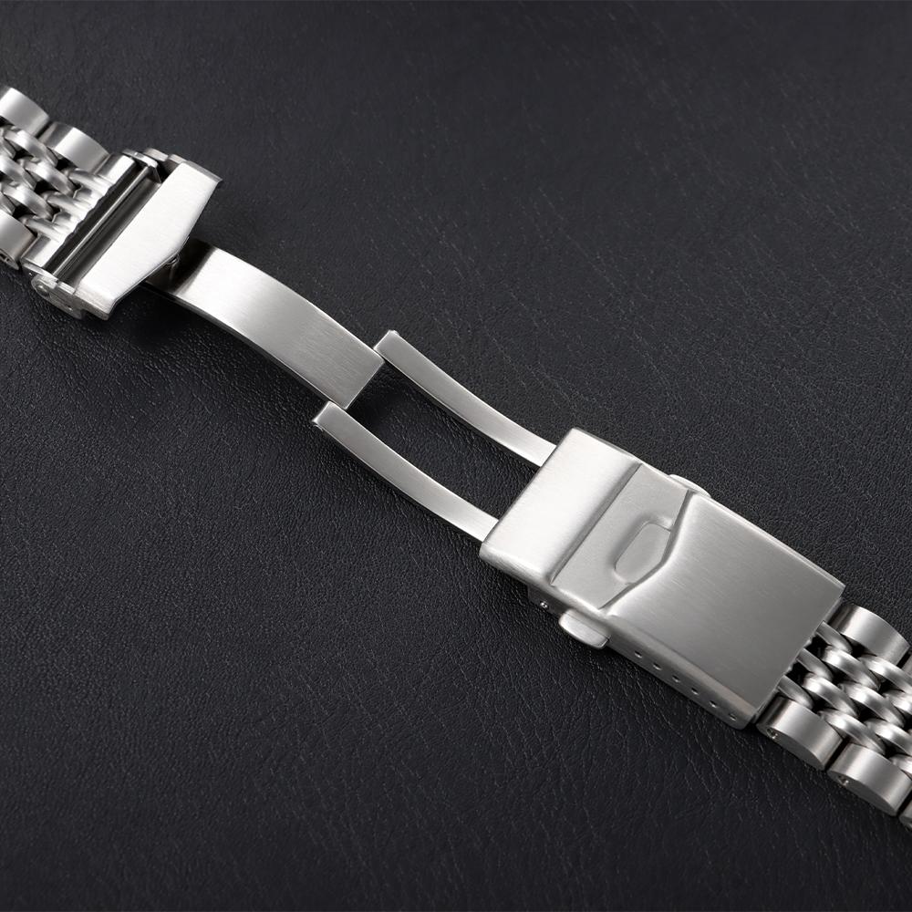 20mm 22mm pro Seiko Luxusní Pevný Nerezový Pásek pro Jubilee Zakřivený Konec Náramek pro Muže Nastavitelná Skládací Přezka Řemínky