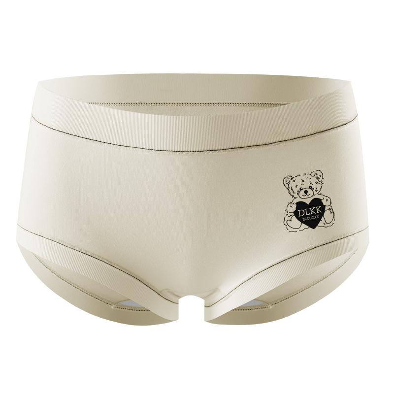 Ladies Autumn and Winter New Year Lovely Bear Pure Cotton Anti Bacterial Red Middle Waist Briefs