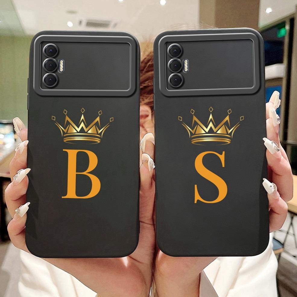For Tecno Spark 8P Case Luxury Fashion Letters Flower Crown Back Cover For Spark 8P Techno Phone Case KG7H KG7 KG7n Funda Bumper