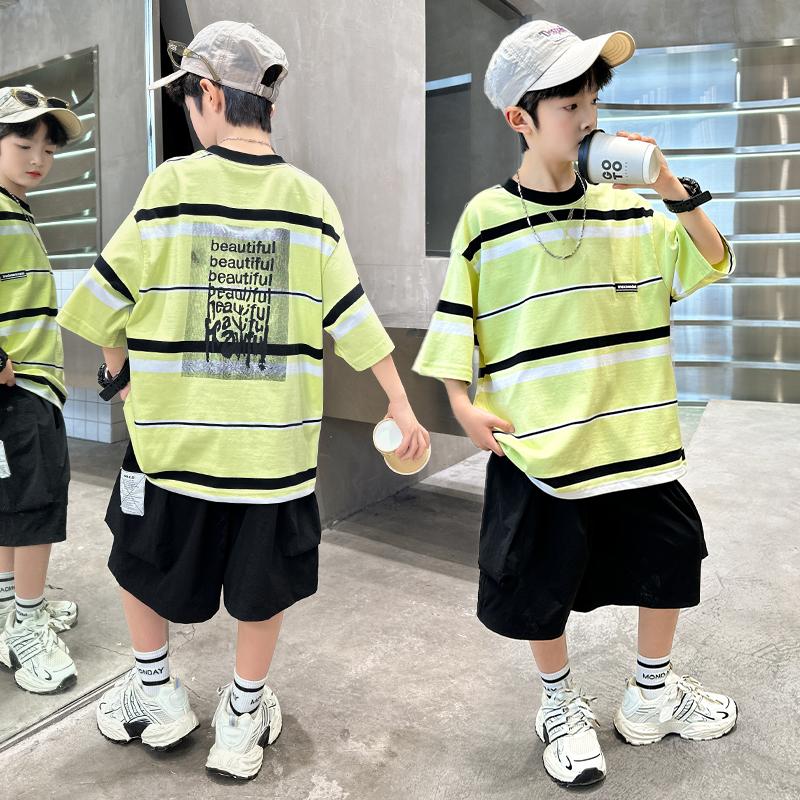 Children's Summer Sports Set 2026 New Fashionable and Handsome Short sleeved Summer Clothes for Middle aged Children, Boys and Students
