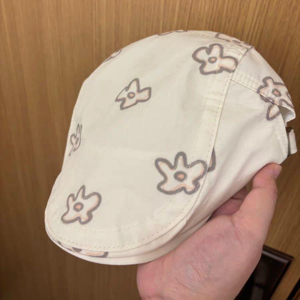 Cartoon Octagonal Hat British Style Y2k Painter Hat Personality Flower Beret  Girls