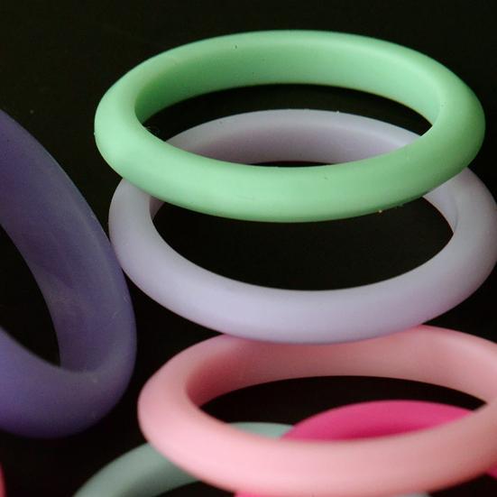 10Pcs Women Silicone Wedding Band Ring Jewelry Solid Color Party Gift