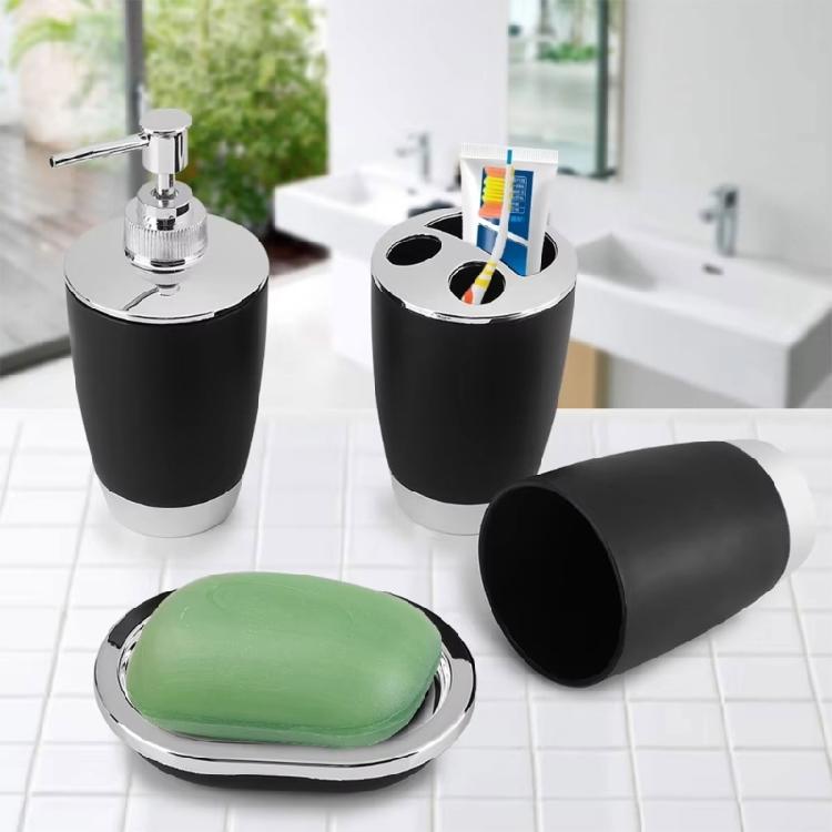 4PCS Complete Bathroom Accessories Storage Set Plastic Container For Soap Toothbrush Cup Soap Dispenser