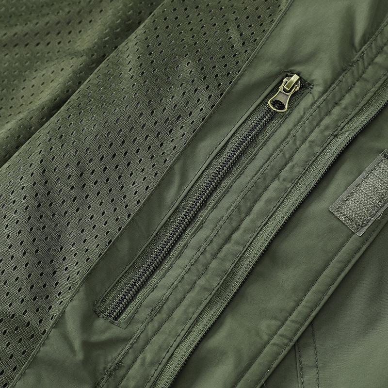 Men's Windproof Detachable Sleeve Parka - Spring/Autumn Loose Fit Multi-Pocket Workwear Jacket, Plus Sizes Available