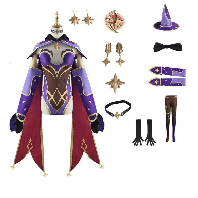 

Impact Genshin Мона Косплей Костюм Полные Комплекты Униформа Наряд Аксессуары XS фиолетовый