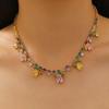 Colorful Zircon Flower Water Drop Charm Necklace Jewelry Sets for Women Elegant Earrings High-End Bestie Gift Accessories