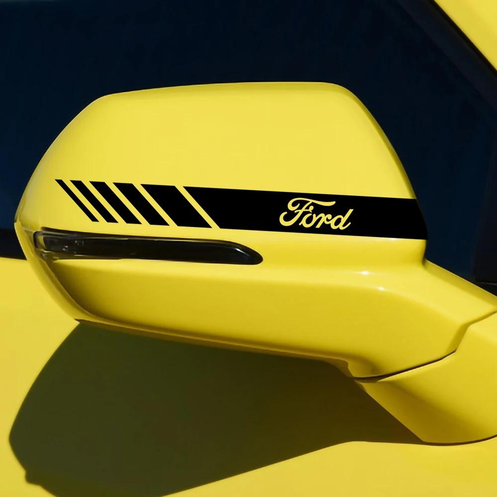 2PCS Car Rearview Mirror Decoration Sticker Auto Refit Accessories For Ford Mustang Focus 2 3 4 Mondeo Fiesta Ecosport Kuga CVY1 B11