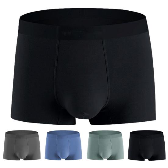 Men Boxer Underwear Mid-rise Elastic Waist Breathable Shorts Briefs Letter Print U-Convex Panties Daily Wear