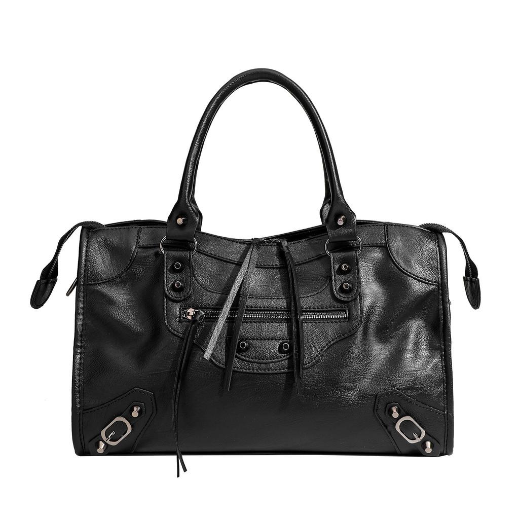 Street Style Pu Leather Tote Bag With Zipper Closure For Daily Use