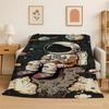 Cartoon Astronaut Spaceman Planet Flannel Blanket Soft Throw Blanket for Bedroom Living Room Bed Travel Camping Nap Cover Gift
