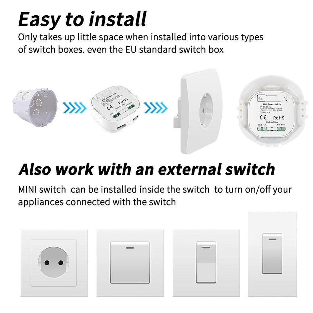 RF433 Wireless Remote Control Smart Switch - Battery-Free, Wiring-Free, Dual Switch For Smart Home Lighting Appliances Up To 10A