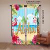 2Pcs Curtain Hawaiian For Party Decorations Tropical Palm Leaves Flower Beach Suitable For Living Room Bedroom And Many Other