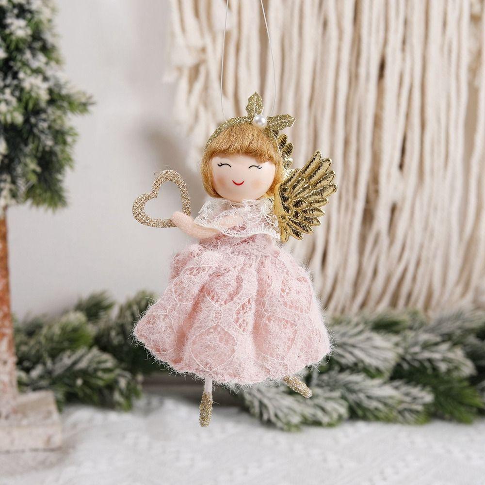 Angel Girl Plush Toy Pendant Old Man Snowman Xmas Tree Pendant Cute Christmas Angel Doll  Xmas Tree