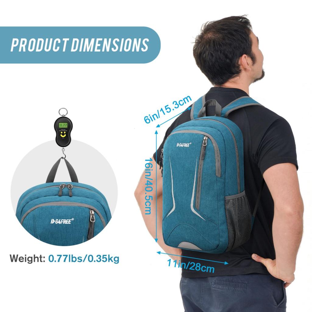 16 RFID for Women [G4Free] Backpack, L, Protection, Compact, Durable, Lightweight, Waterproof, Commuting, School, Hiking, Travel, Outdoors, Men, (Teal