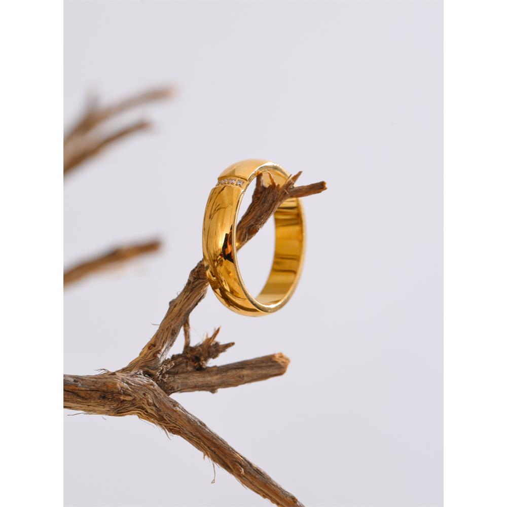 Eetit High Quality Polished Metal Cubic Zircon Golden PVD Ring Charm PVD Plated Stainless Steel Fashion Trend Jewelry