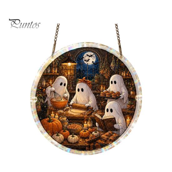 Creative Decompressing Puzzle Halloween Acrylic Sun Catcher, DIY Spooky Suncatcher Kit, Hanging Decor Gothic Stained Glass Window Ornament for