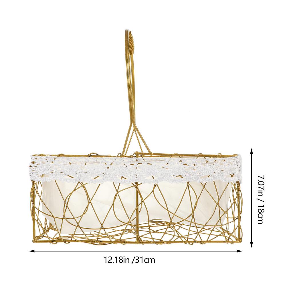 Metal Wire Fruit Vegetable Basket with Handle Kitchen Storage Basket Stable Non-Slip Decorative Bread Snack Holder for Home