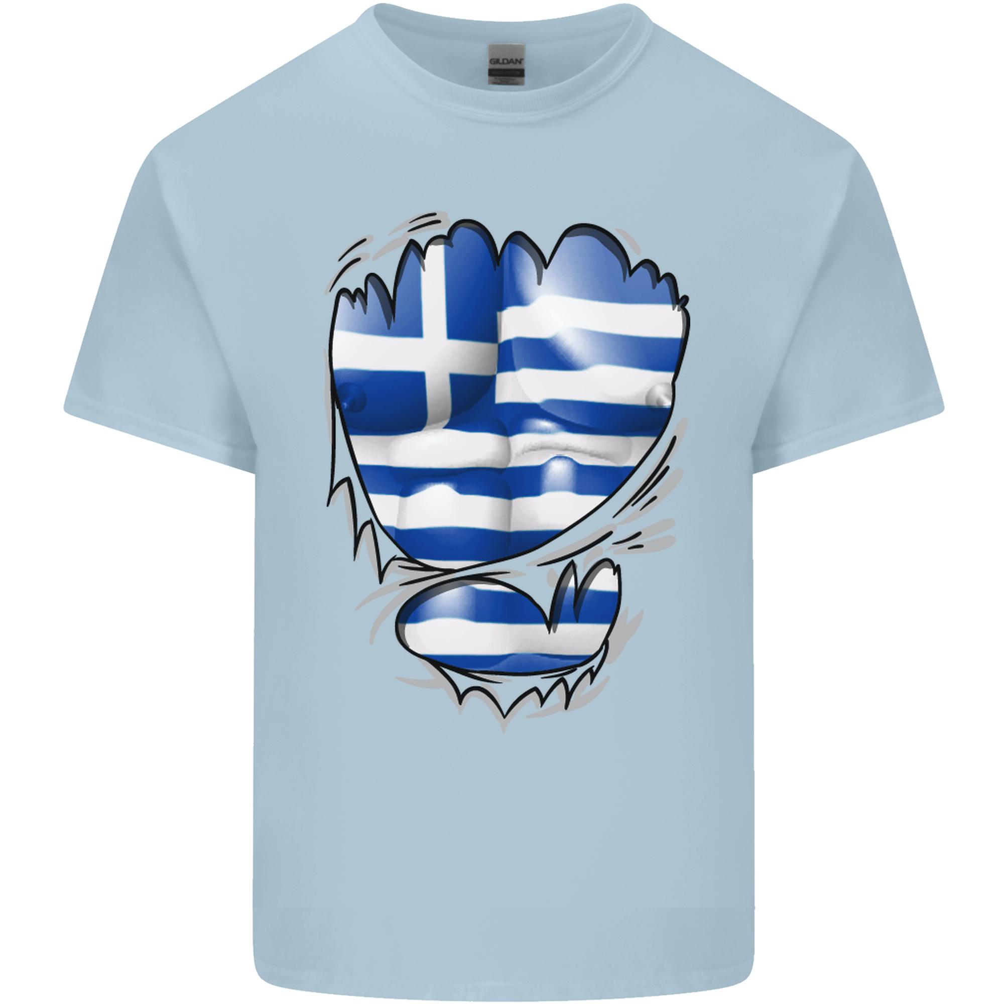 Gym The Greek Flag Ripped Muscles Greece Unisexs Light Cotton TShirt S