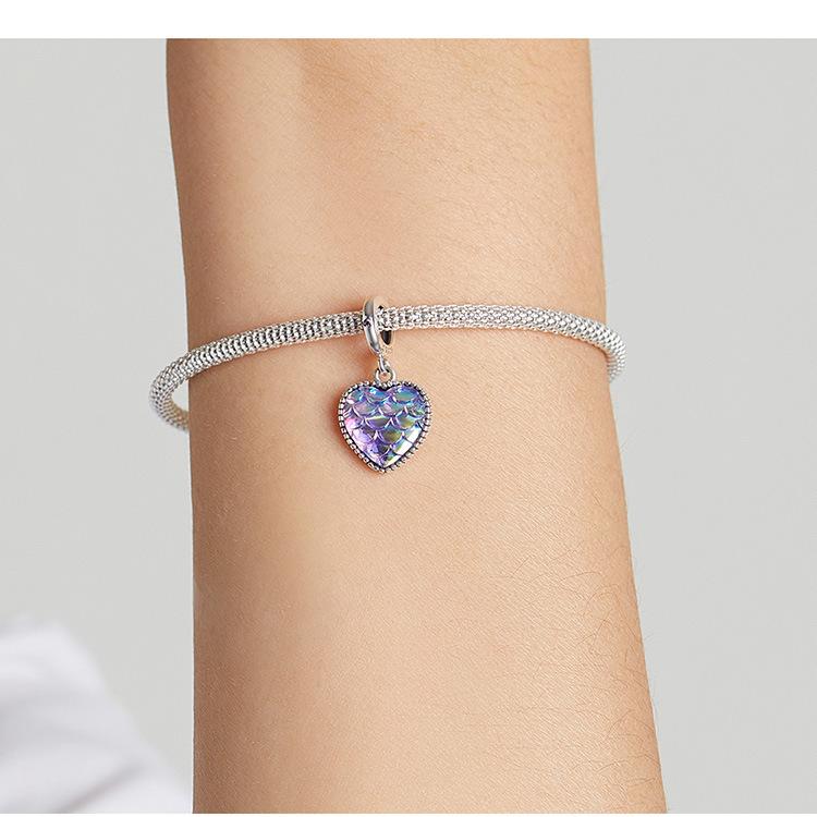 Court Style Love Bracelet Pendant 925 Sterling Silver, French Vintage Opal Susceptible Beads