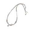 Handmade Minimalist Freshwater Pearl Necklace Women 5-6mm Silver-Tone Geometric Choker With Sterling Pendant