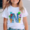 Sprunki Alphabet A-Z Print Kids T Shirt New Short Sleeve Crew Neck Fashion T-shirts Horror Game Cartoon Letter Boys Girls Tops