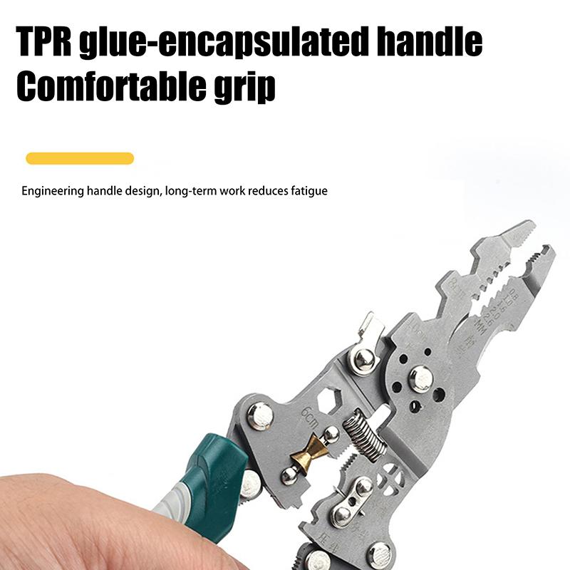 1Pcs Multifunctional Foldable Wire Stripper Crimper Cable Cutter Pliers Electrician Cable Cutting Wiring Pulling Stripping Tools