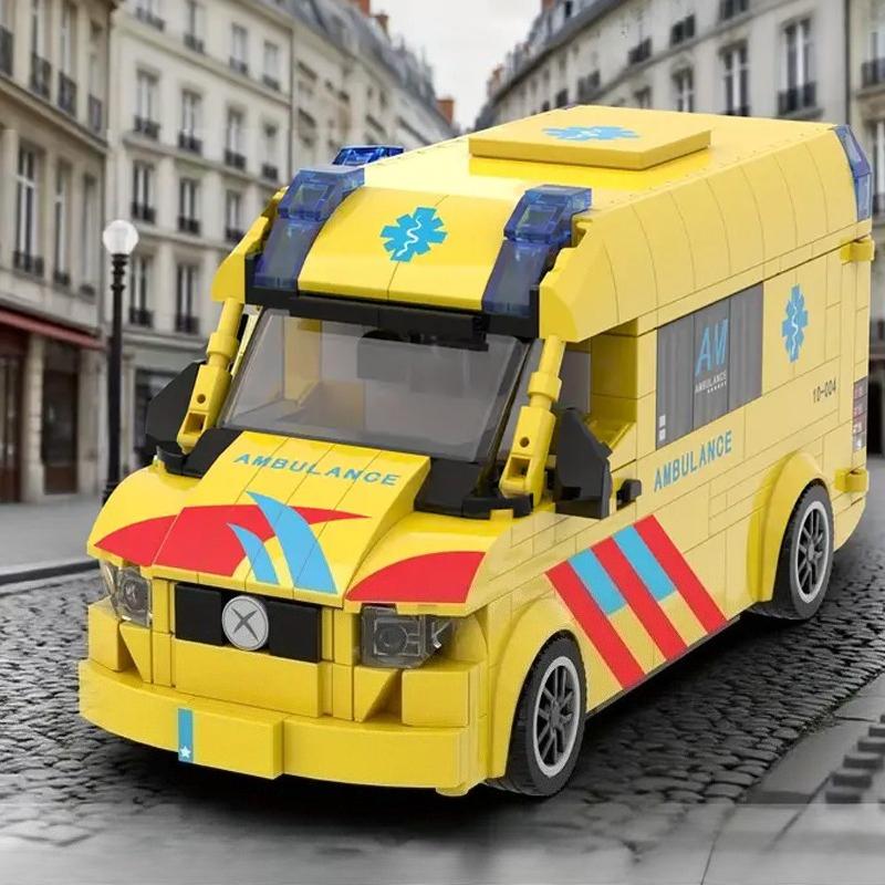 (648 PCS)Rescue Ambulance Model Building Blocks Set Collectible Office Living Room DIY Ornament Home Decor Birthday Holiday Gift