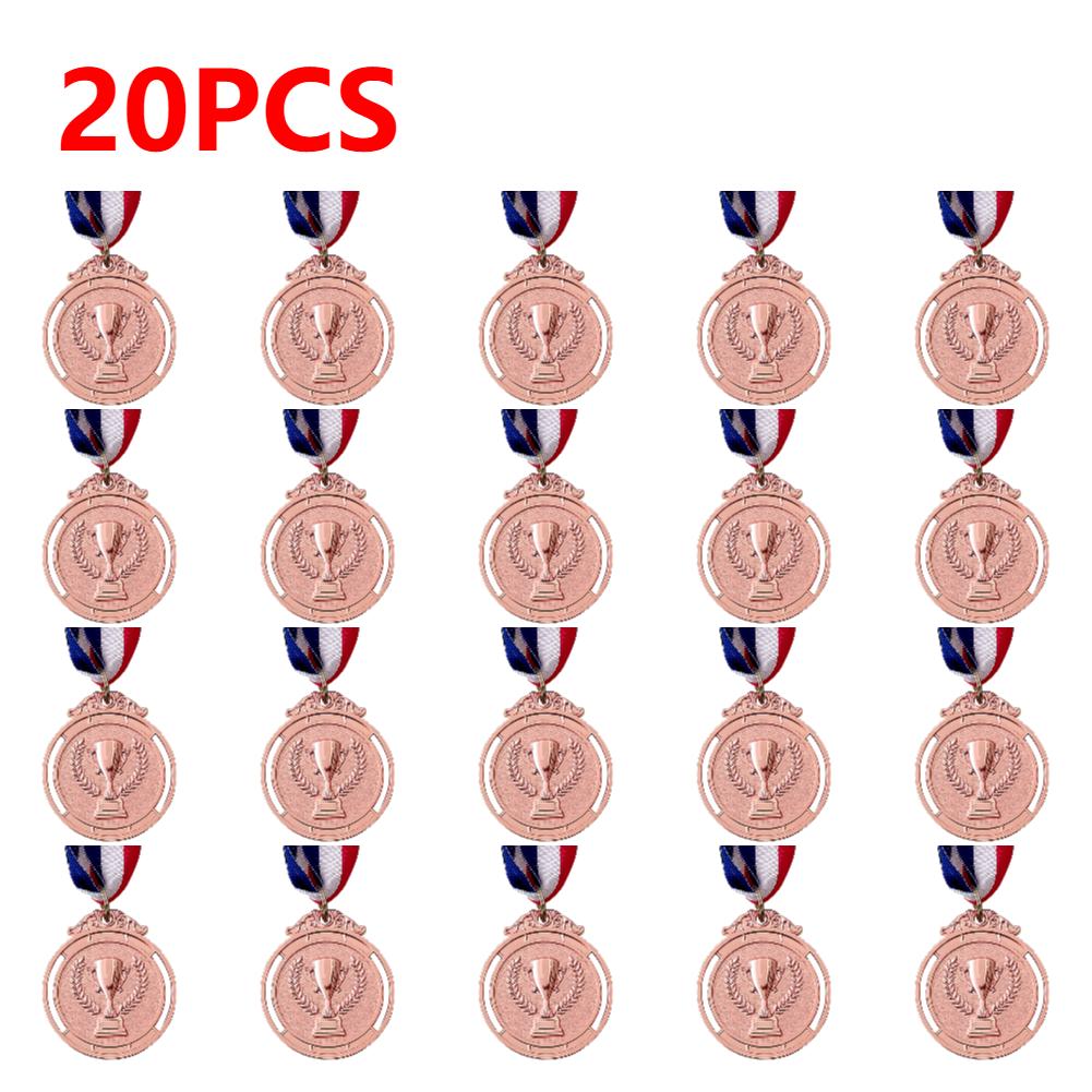 20-5Pcs Zinc Alloy Gold Silver Bronze Winner Medals Gold Silver Bronze Prizes Award Medals 2 Inches Round with Neck Ribbon
