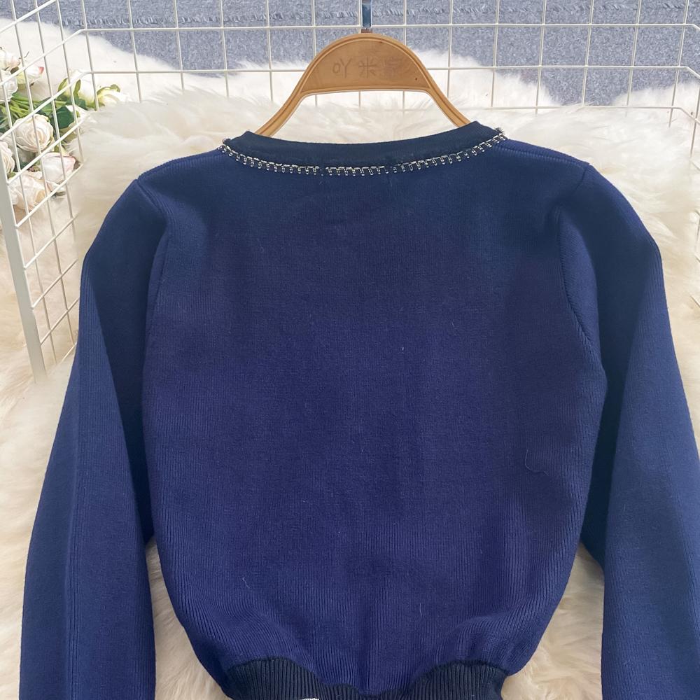 Høst Vinterklær Temperament Langermet Broderi Blomsterstrikket Mellomlang Kjole Uformell Spleising Mesh One Piece Dress