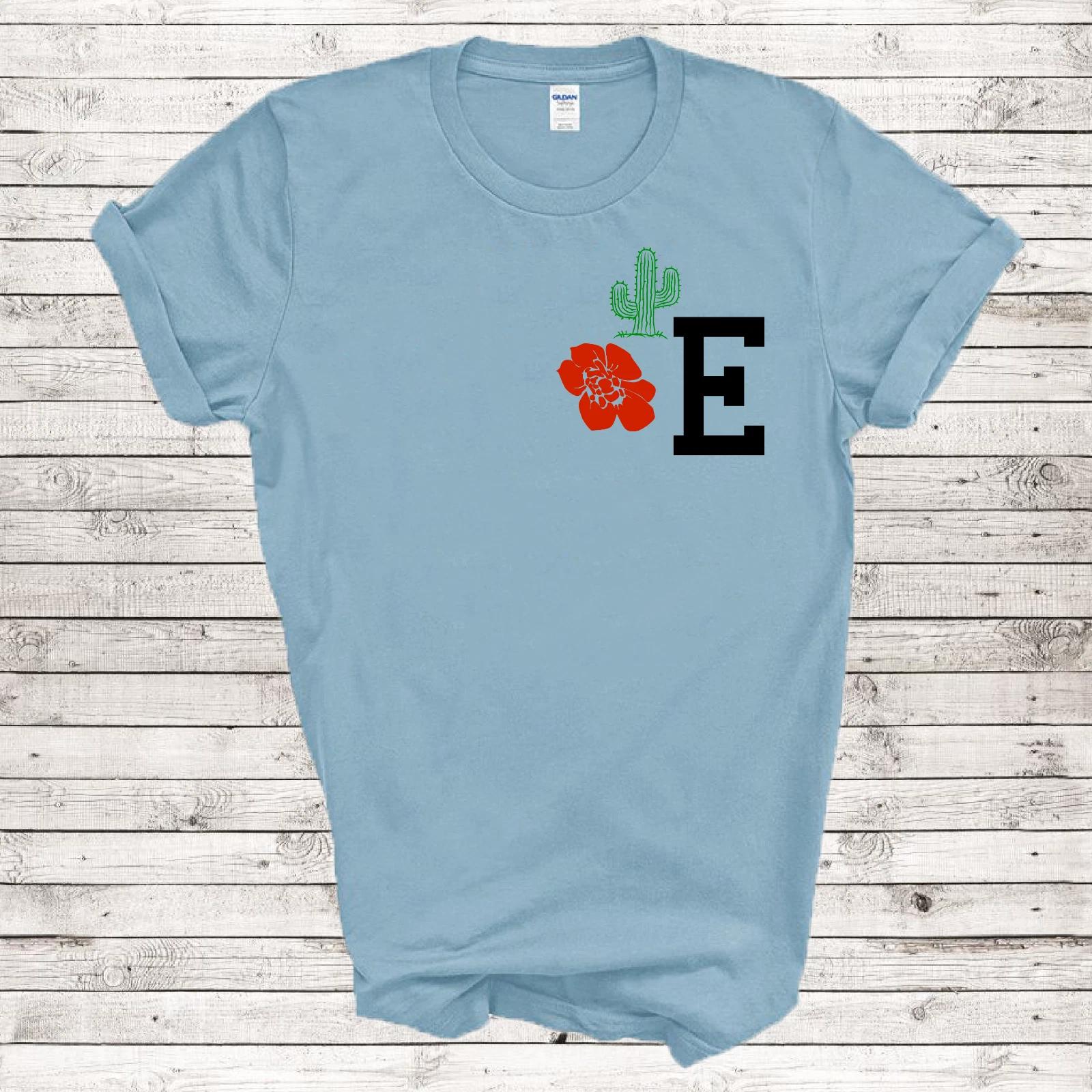 

Monogram E Names Flower Cactus Fashion 21st Century Woman Retro Gift T-Shirt S