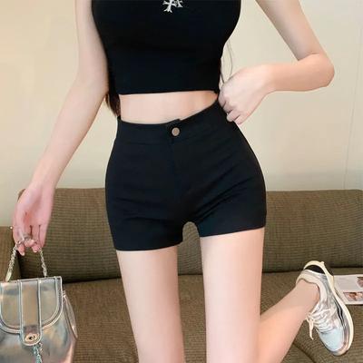 New Summer Black Bottom Shorts Half-body Missing High Waist Slimming A-line Tight Stretch Hot Girl Pants