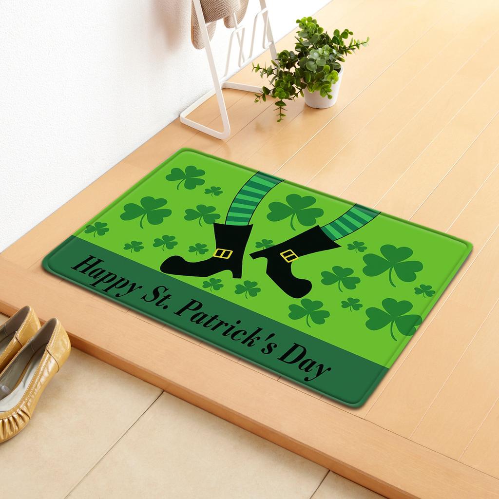 Irish Door Mat St. Patrick'S Day Absorbent Floor Mat Bedroom Shamrock Non-Slip Carpet