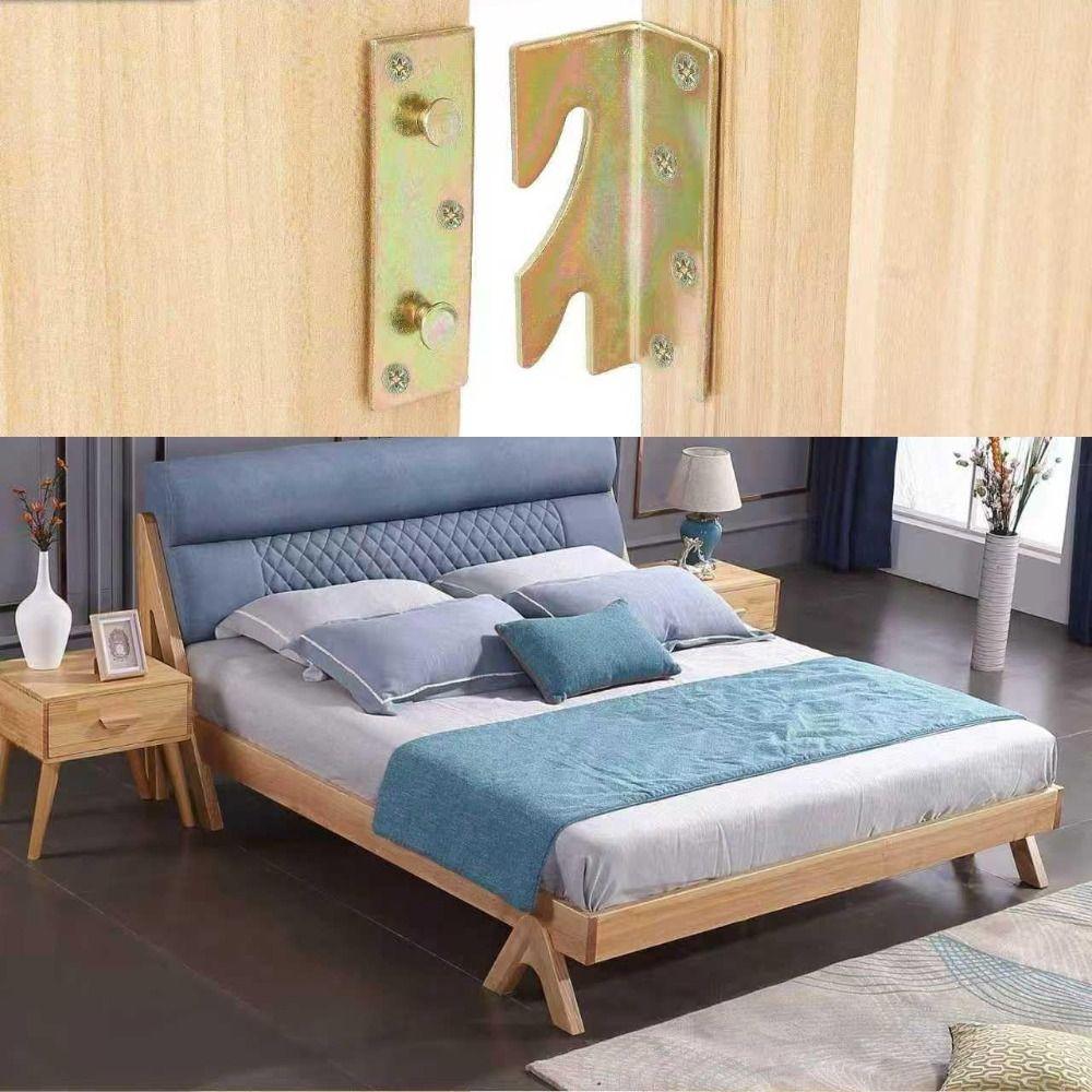 4pcs Screws Included Bed Rail Brackets Zinc Alloy Adjustable Hardware Connectors Durable Bed Rail Fittings Home Improvement