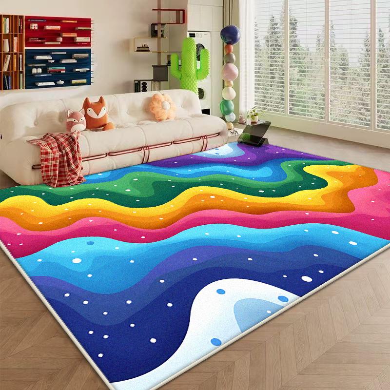 Modern Colored Non-slip Carpet Abstract Decoration Large Area Living Room Rugs Washable Bedroom Bedside Fluffy Plush Mat Lounge