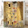 Golden Shower Curtain with Gustav Klimt's The Kiss Art Print for Bathroom Decor Unique Home Decoration Ideas Modern Wall Hanging