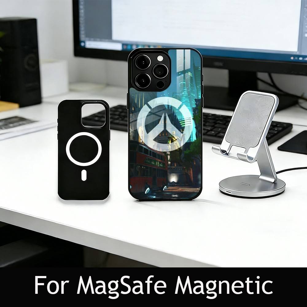

G-Game O-Overwatch Phone Case For iPhone17,16,15,14,13,12,11 Plus,Pro Magnetic For Magsafe Wireless Charging iPhone12