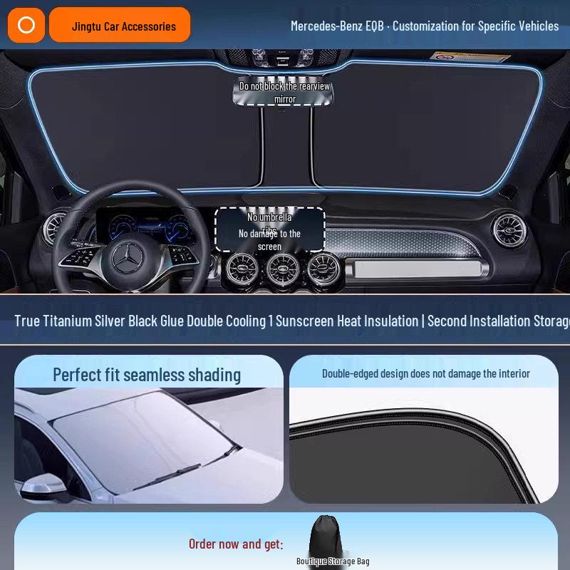 Mercedes Sunshade for GLC, C260L, E300L, GLB C-Class - Windshield Heat Insulation Curtain